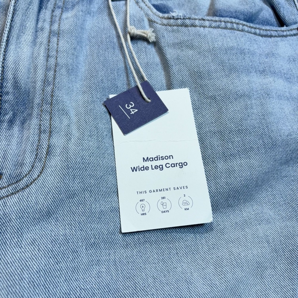 NWT Oliver Logan Women's Jeans 34 (36X29) Madison Wide Leg Baggy Cargo Boho - Picture 3 of 10